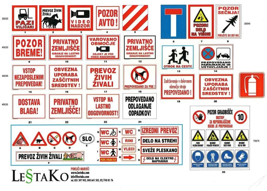 PROTIZDRSNI, ODSEVNI, OZNAČEVALNI IN FLUMINISCENTNI TRAKOVI, OPOZORILNE TABLE, LESTAKO D.O.O., HOČE