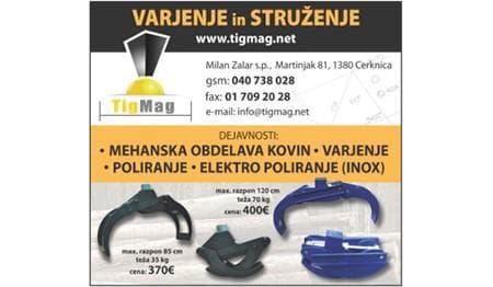TIGMAG VARJENJE IN STRUŽENJE MILAN ZALAR, CERKNICA