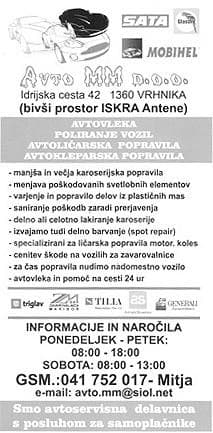 AVTOLIČARSTVO M.M, AVTOLIČARSKE STORITVE, VRHNIKA