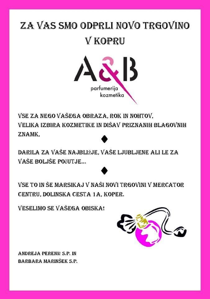 A&B, PARFUMERIJA IN KOZMETIKA, ANDREJA PERENIČ S.P., POSTOJNA