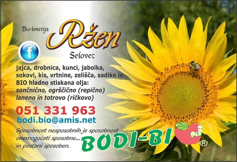 BIO KIS, BIO PRIDELKI, ZELENJAVA, OLJA, EKOLOŠKA ŽIVILA, BIO ŽIVALI IN ZELIŠČA, BIO KMETIJA RŽEN, ŠE