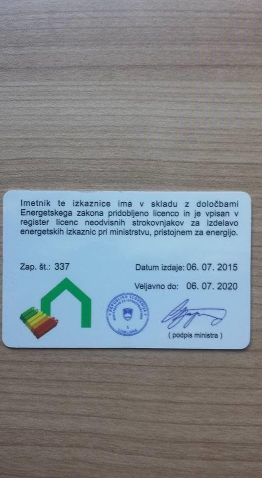 EIPS, IZDELAVA IN IZDAJA ENERGETSKIH IZKAZNIC, FRANC POJBIČ S.P., POSTOJNA