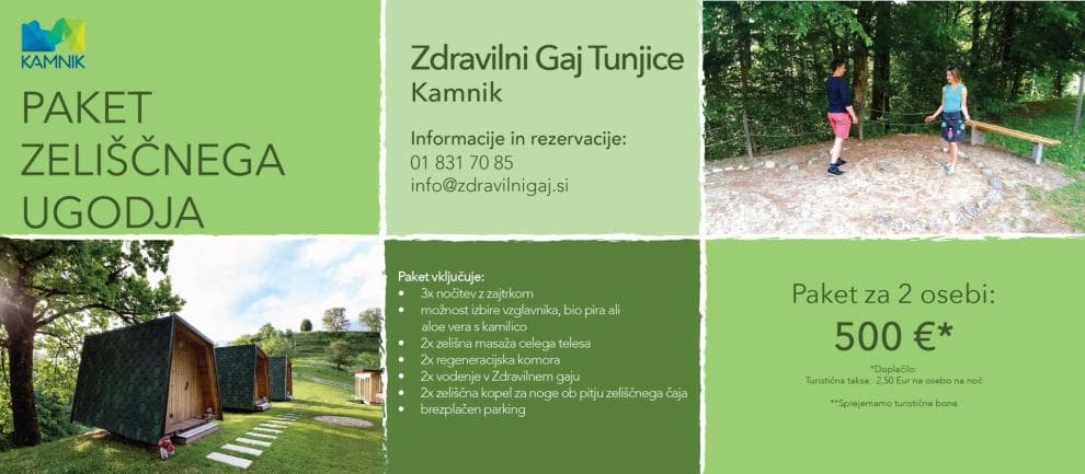 WELLNESS, GLAMPING, NARAVNI ZDRAVILNI GAJ TUNJICE, KAMNIK